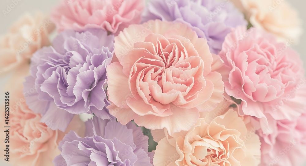 Fototapeta premium Pastel Carnation Flowers Close-up Arrangement for Floral Design