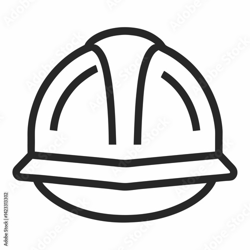 Construction helmet, line art vector on white background.