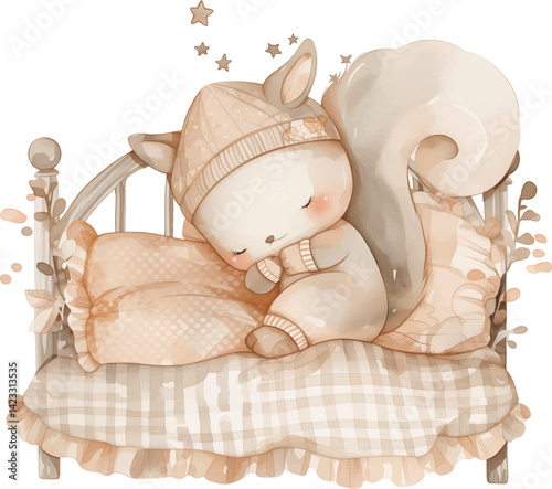 baby rabbit animal watercolor style vector illustration