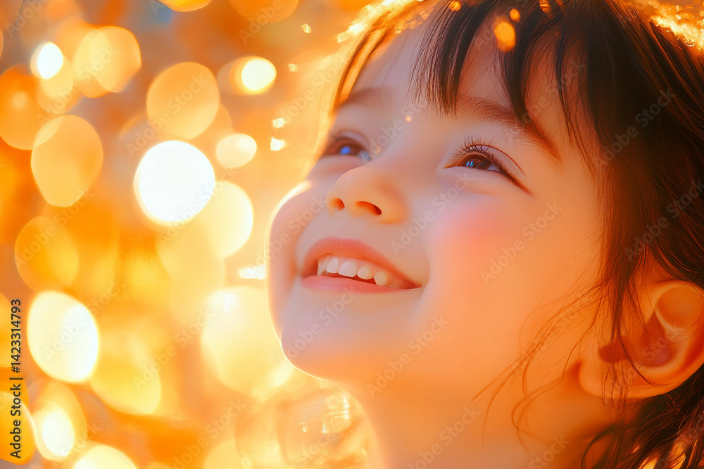 Closeup smile of happy adorable toddler with sparkling eyes and first baby teeth showing innocence and joy, generative ai Closeup smile of happy adorable toddler with sparkling eyes and first baby teeth showing innocence and joy, generative ai