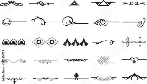 a set of decorative elements in black and white, set of black simple zodiac icons