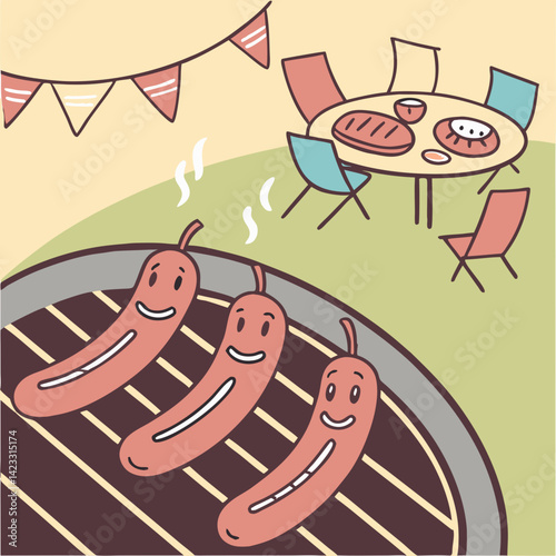 Grilling Time with a Sizzling Smiley Sausage Squad