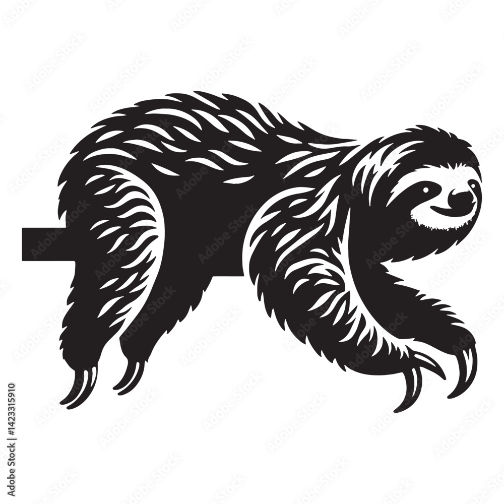 Fototapeta premium Refined sloth vector art with elegant silhouette shaping – sloth silhouette – sloth vector – sloth illustration – silhouette of sloth – sloth icon