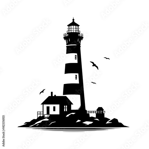 lighthouse silhouette vector
