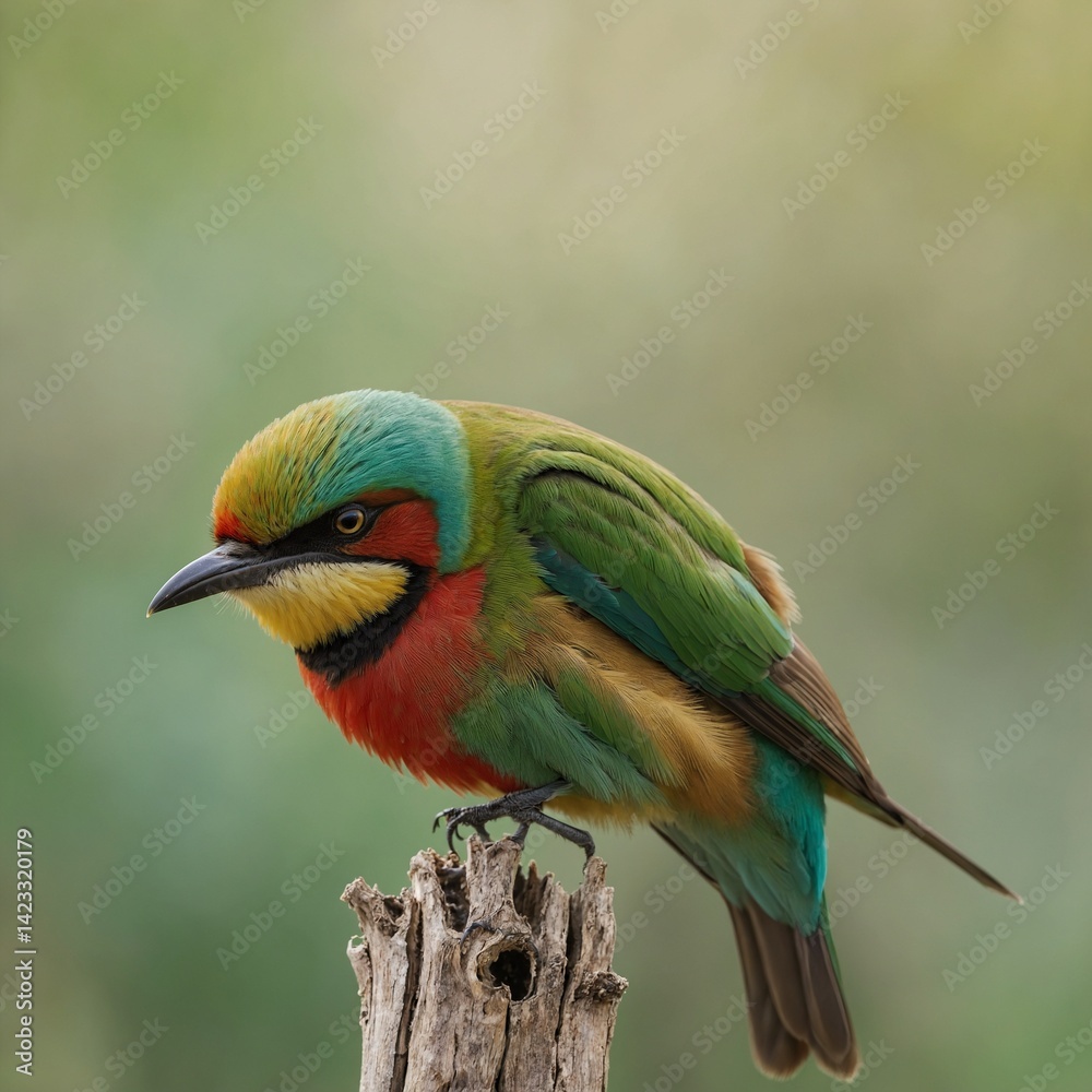 Fototapeta premium Bee-eater bird on piece of wood