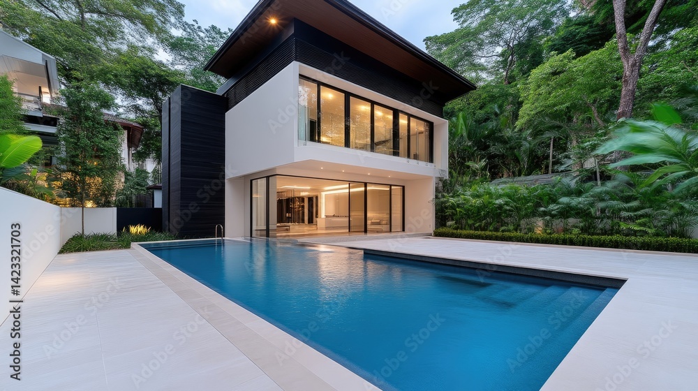Fototapeta premium Modern Tropical Home with Pool