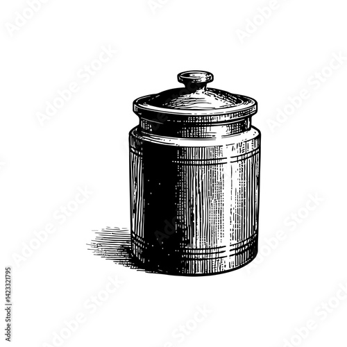 Vector engraving style illustration of a Cookie Jar