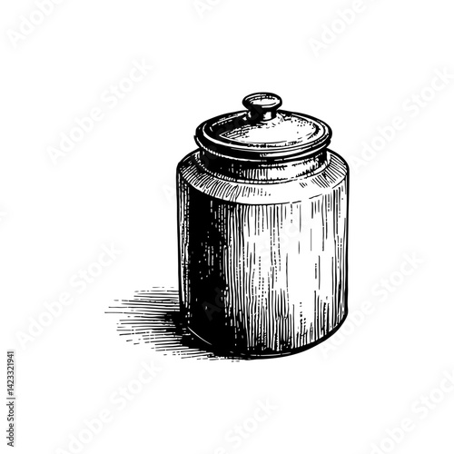 Vector engraving style illustration of a Cookie Jar