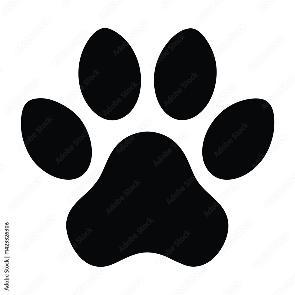 Bold Paw Print Silhouette Vector Icon Bold Paw Print Silhouette Vector Icon