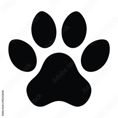 Bold Paw Print Silhouette Vector Icon