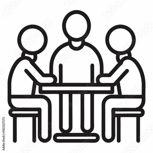 people Meeting Table black outline icon without background