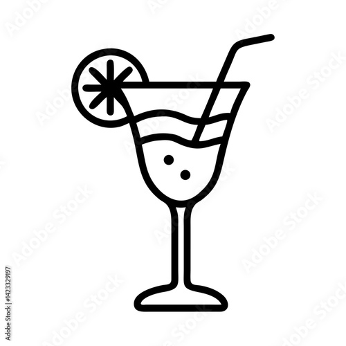 Cocktail Drink in Tall Glass Icon Design