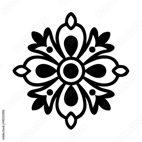 Decorative Flower Pattern with Central Core Icon Design