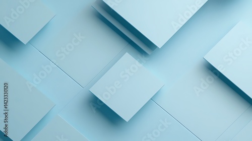 Abstract Light Blue Geometric Shapes Composition