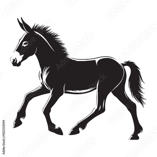 Graphic design-ready mule silhouette in sharp vector shape – mule silhouette – mule vector – mule illustration – silhouette of mule – mule icon

