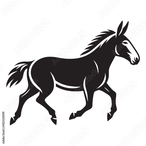 Elegant vector of mule showing crisp silhouette lines for clarity – mule silhouette – mule vector – mule illustration – silhouette of mule – mule icon

