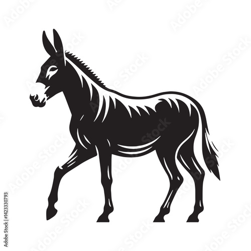Strong-profile mule vector created with sharp silhouette detailing – mule silhouette – mule vector – mule illustration – silhouette of mule – mule icon

