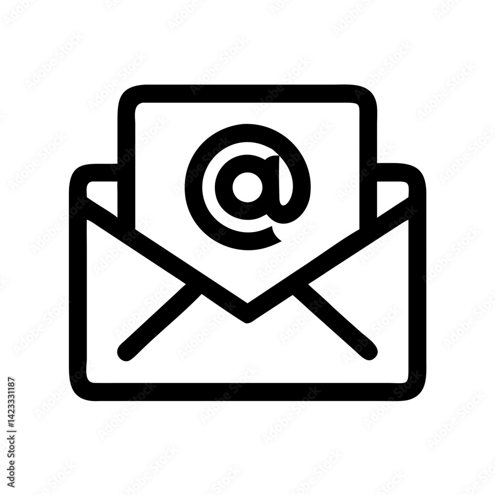 Email Envelope with @ Symbol Icon Design Email Envelope with @ Symbol Icon Design