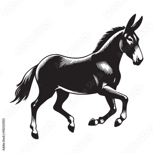 High-resolution mule vector in bold silhouette for identity use – mule silhouette – mule vector – mule illustration – silhouette of mule – mule icon

