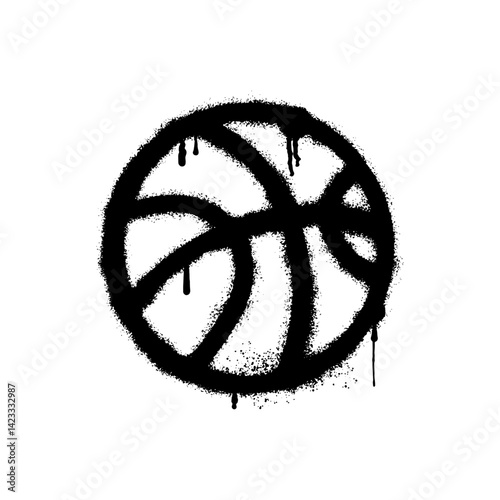 Basketball illustration in graffiti art style on white background