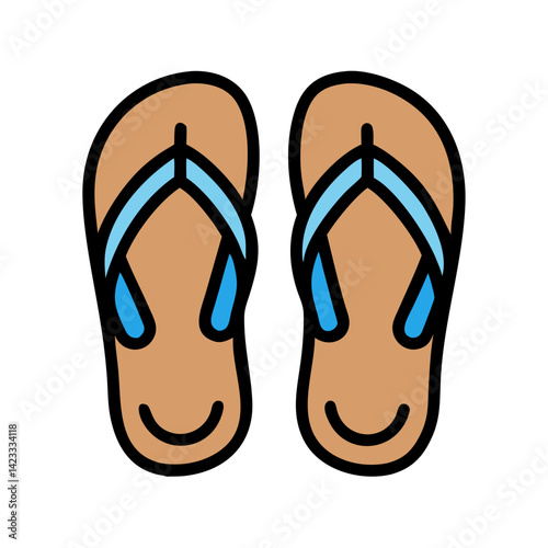Flip Flops Pair on Sand Icon Design