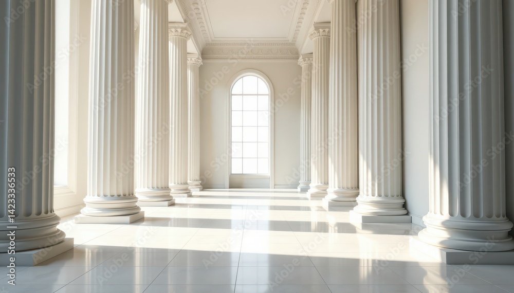 Grand foyer, soaring white columns, impressive scale, home interior, columns, columned foyer Grand foyer, soaring white columns, impressive scale, home interior, columns, columned foyer