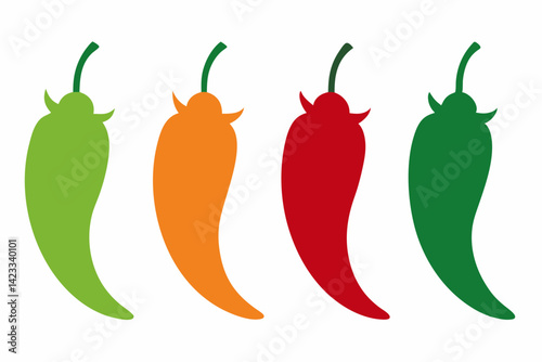 set of Chili Pepper silhouette vector illustration