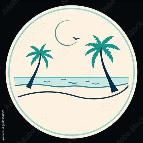 A tropical beach scene with palm trees, ideal for travel and relaxation themes.. 