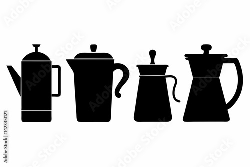 set of Coffee Pot silhouette vector illustration