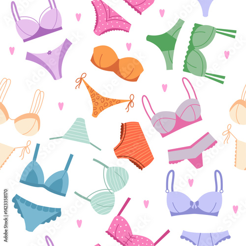 Lingerie pattern. woman panties colorful textile design concepts. vector seamless background