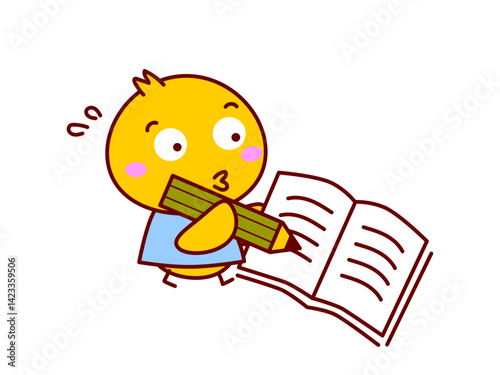 勉強するひよこ