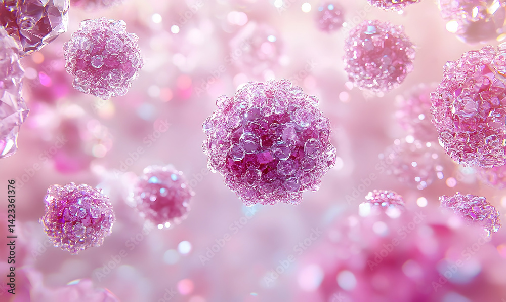 Pink cellular structures microscopic view high detail 3 d render science medicine healthcare Pink cellular structures microscopic view high detail 3 d render science medicine healthcare