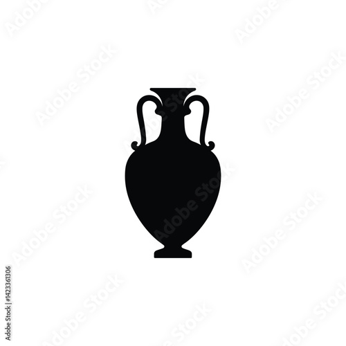 Antique vase silhouette icon isolated on white background. Vector illustration.