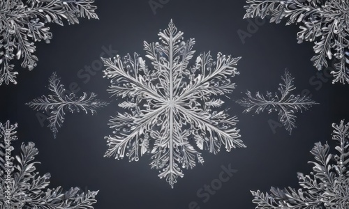 Intricate snowflake border, vector illustration  Perfect for festive Christmas cards ,  illustration,  design
