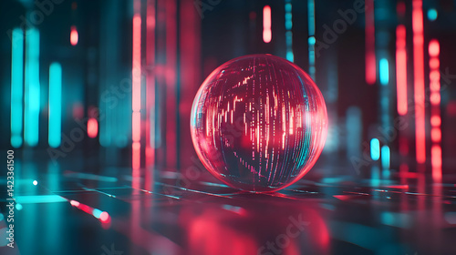 Wallpaper Mural Glowing Red Glass Sphere In A Futuristic Digital Setting Torontodigital.ca