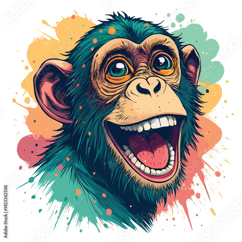 A monkey face print pop art vector style.