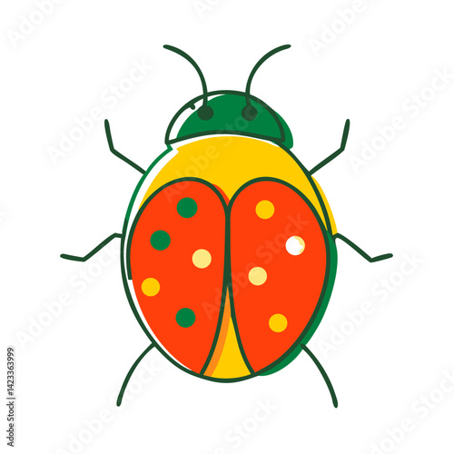 Colorful cartoon ladybug illustration on a white background  