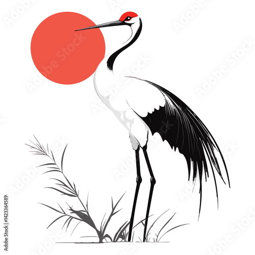 crane, animal, vector, transparent background