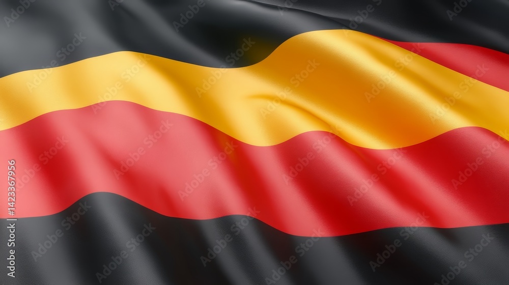 Obraz premium Flag of Germany Elegant Waving National Symbol in Black, Red, and Gold, Close-Up View