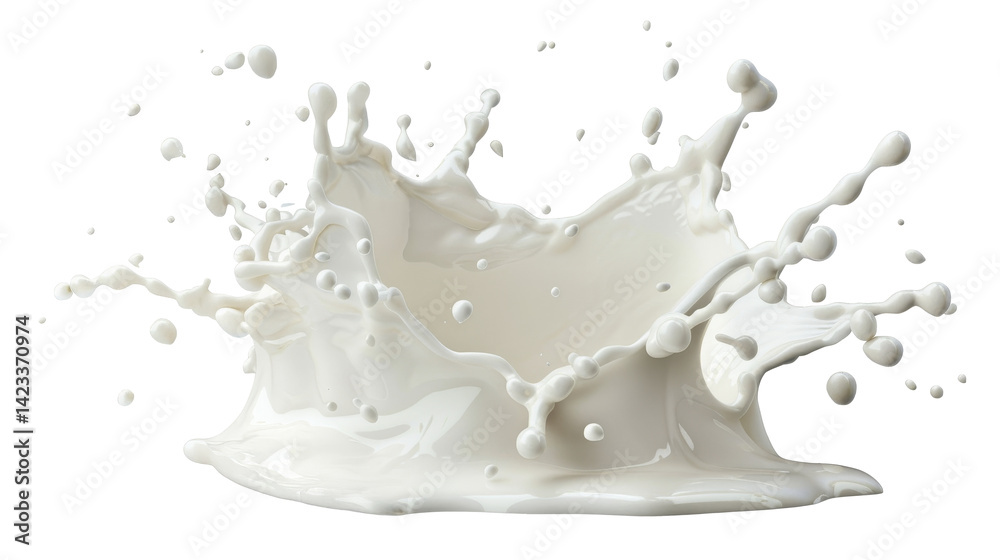 White cream or milk drop splash levitating on white background. Hygiene, skin care concept cut-out, clipping path, transparent