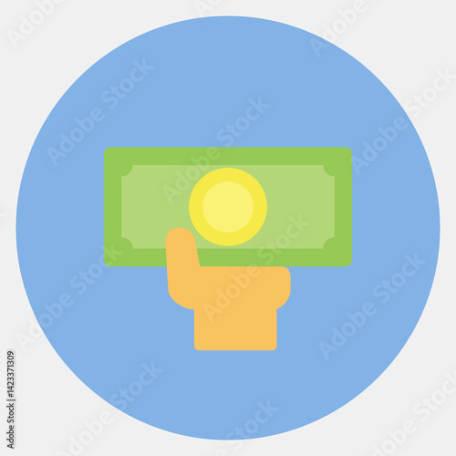 Icon cash. Cashless society elements. Icon in color mate style.