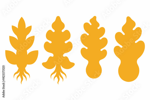 set of Ginger Root silhouette vector illustration