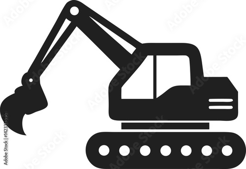 Excavator Silhouette Icon for Construction and Industrial Machinery