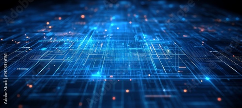 Wallpaper Mural Abstract Flowing Lines And Data Points Representing Technology, Data Transmission, And Circuitry. Torontodigital.ca