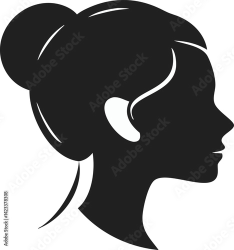 Silhouette of Woman's Profile with Bun Hairstyle