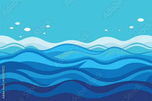 Sea waves background. Vector illustration in a flat style. Sea waves.