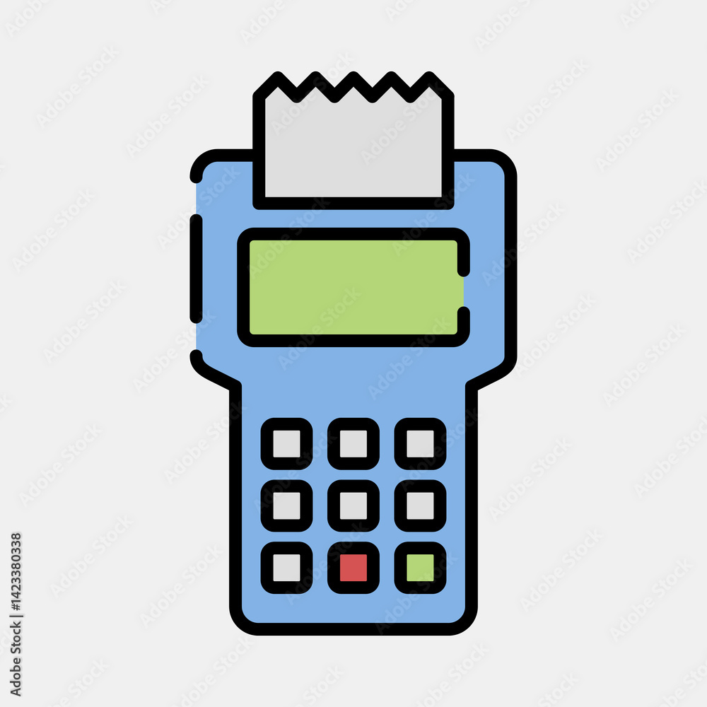 Icon payment machine. Cashless society elements. Icon in filled line style. Icon payment machine. Cashless society elements. Icon in filled line style.