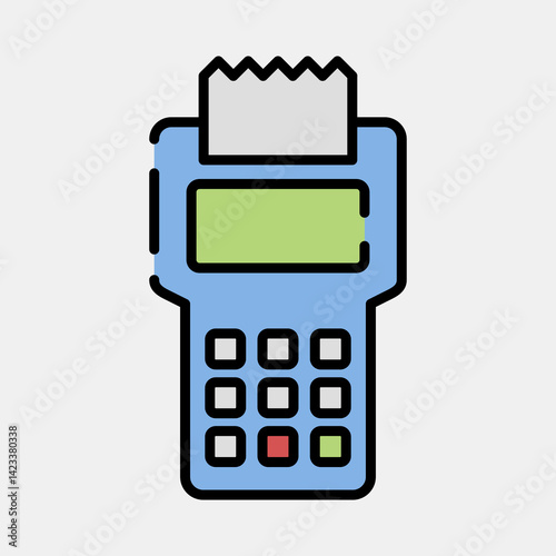 Icon payment machine. Cashless society elements. Icon in filled line style.