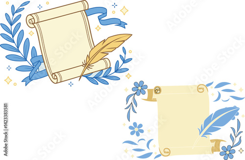 Decorative Scroll Illustration Ancient Paper Design for History & Art Themes
