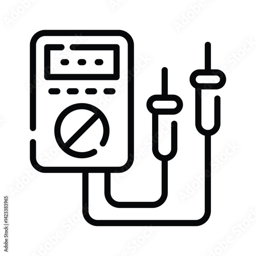 A well designed outline style icon of voltmeter
